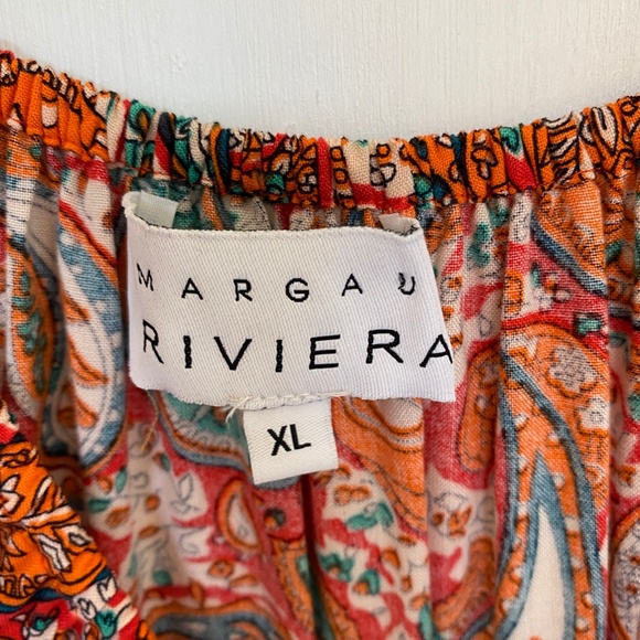 Margaux Riviera size XL off shoulder button front midi dress orange - Picture 7 of 13